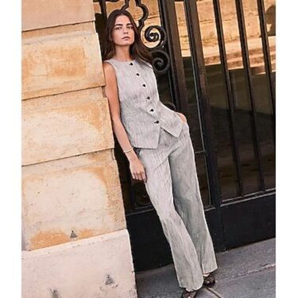 Editor Striped Mid Rise Trouser Pant